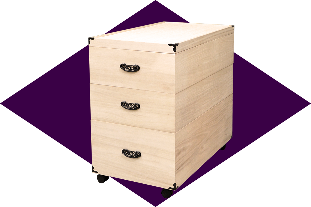 桐衣裳ケース深型キャスター付